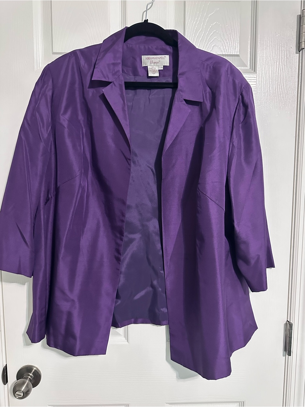 Adrianna Papell Vibrant Purple 100% Silk Blazer